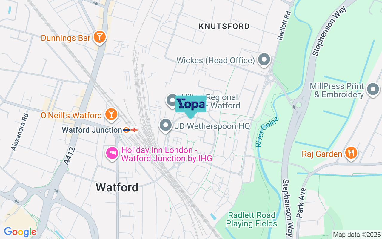 Map showing the location of WD24 4BP