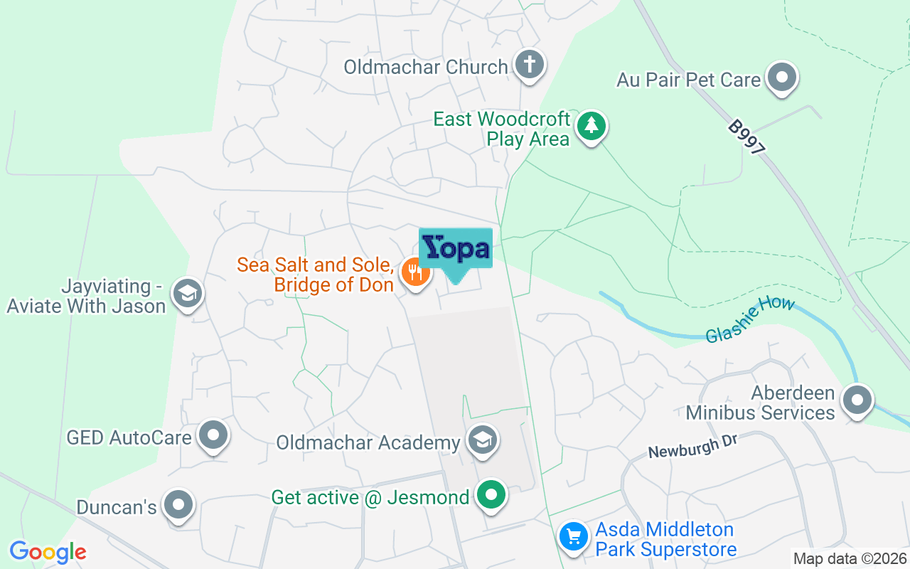Map showing the location of AB22 8HD