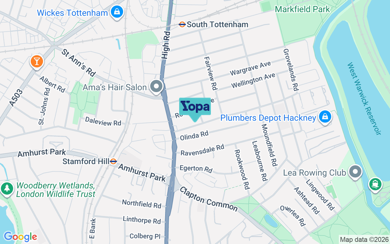 Map showing the location of N15 6AA