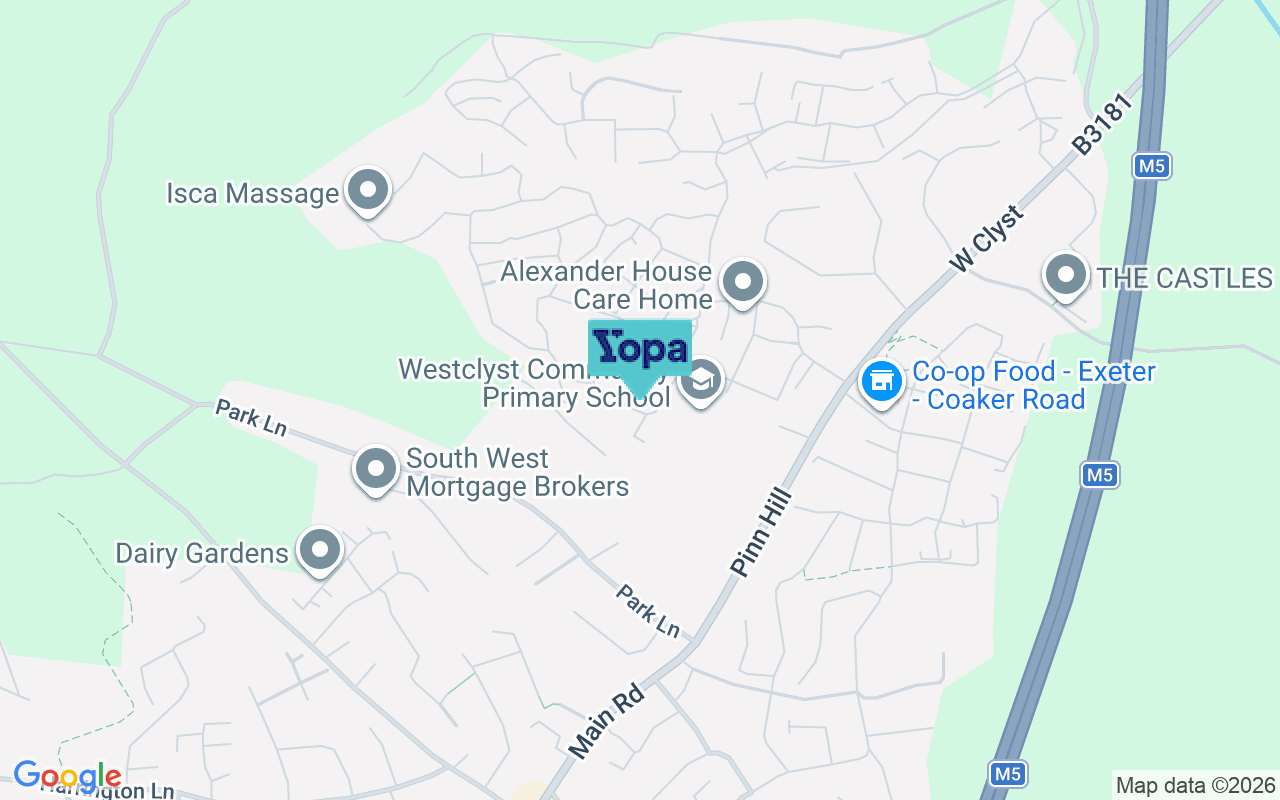 Map showing the location of EX1 3WF