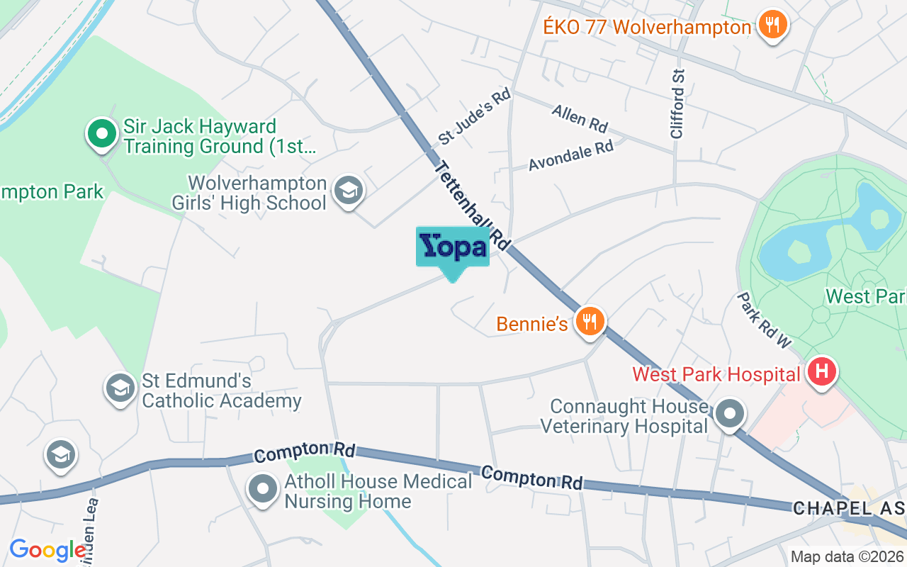 Map showing the location of WV6 0DS
