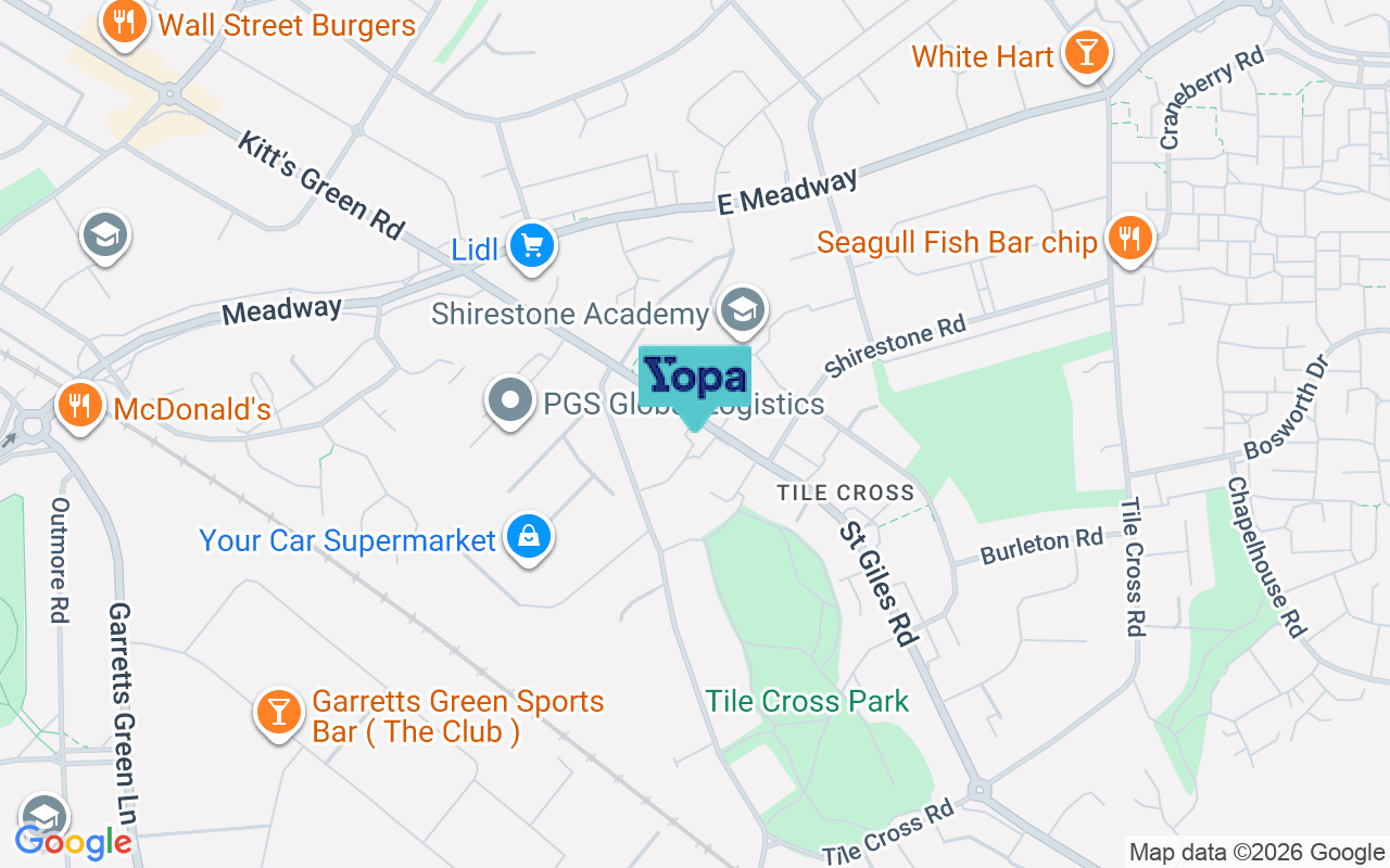 Map showing the location of B33 0PB