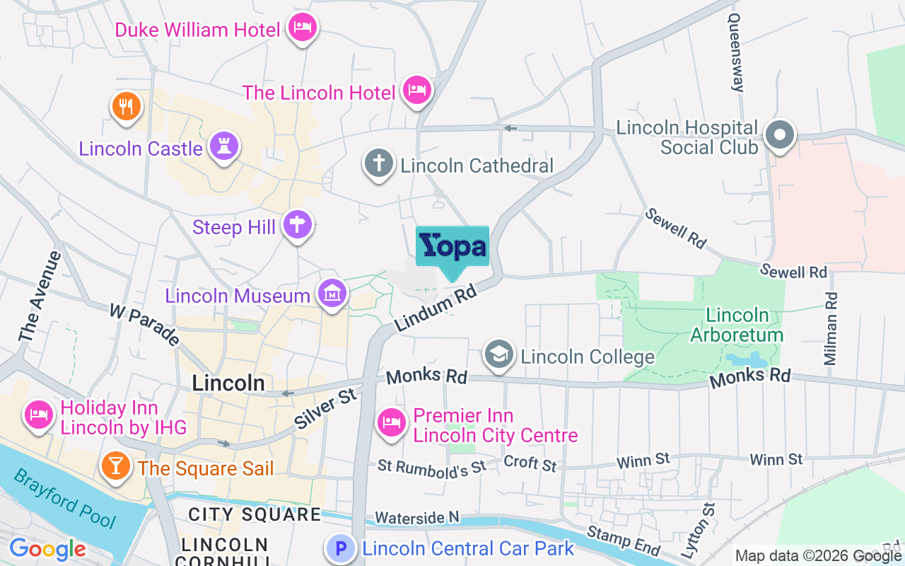 Map showing the location of LN2 1PS