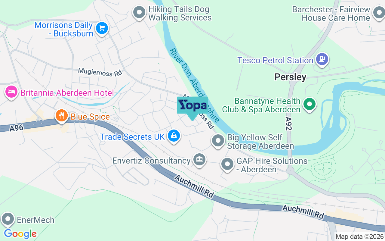 Map showing the location of AB21 9NE