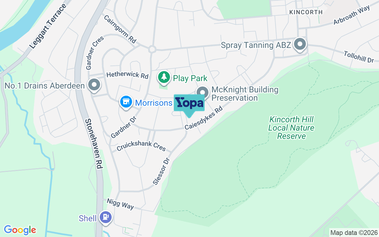 Map showing the location of AB12 5JQ