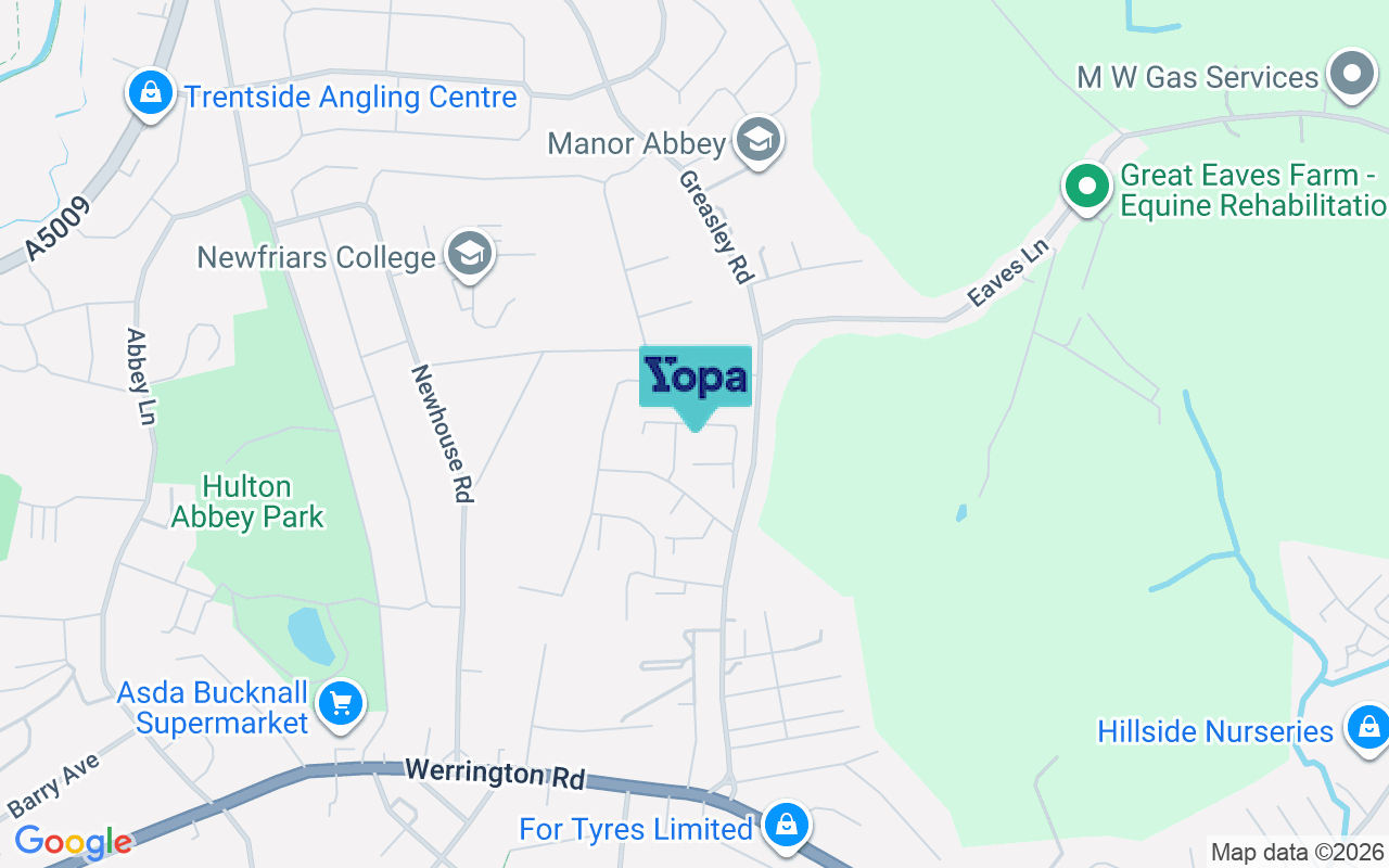 Map showing the location of ST2 8PF