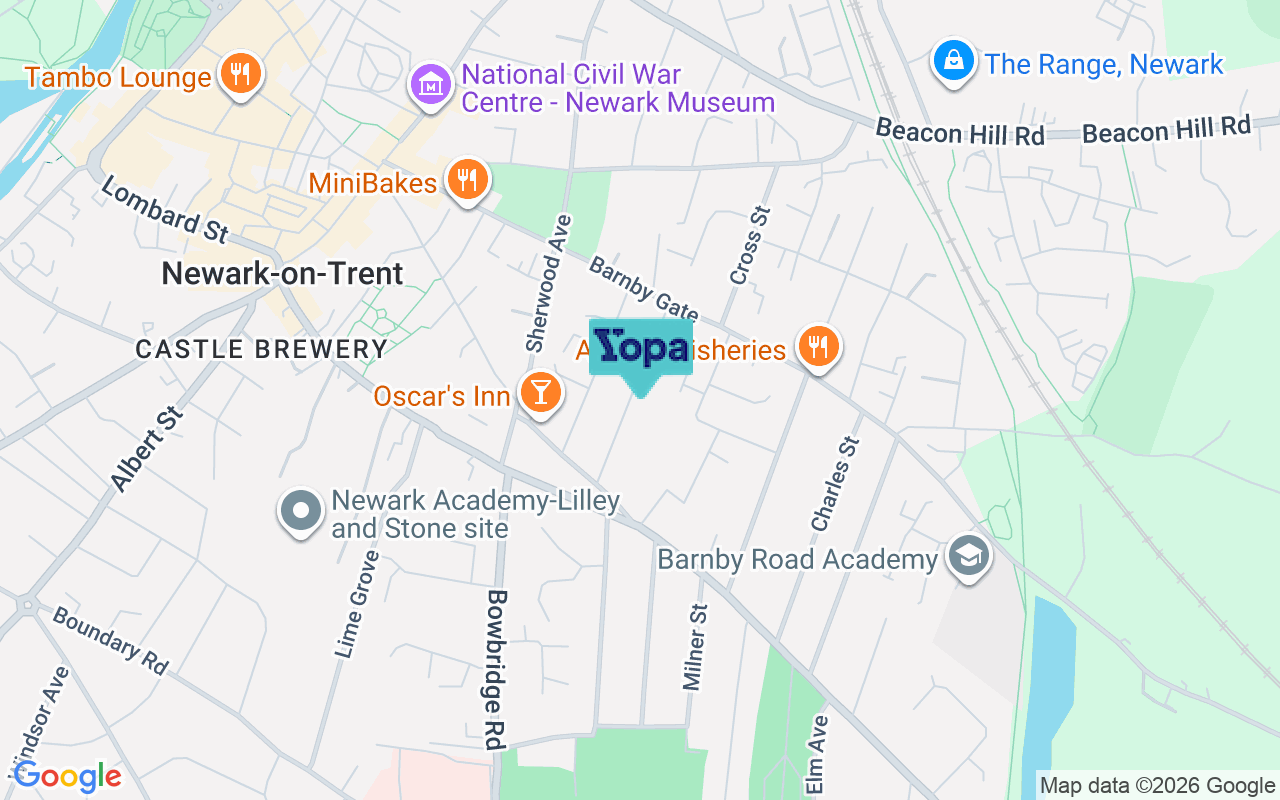 Map showing the location of NG24 1QX
