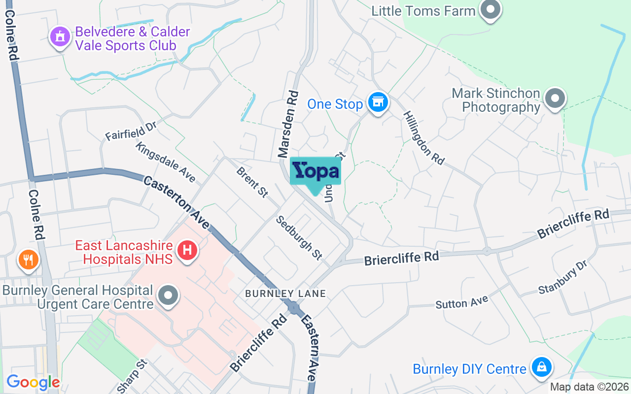 Map showing the location of BB10 2BT
