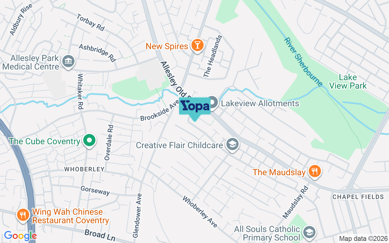 Map showing the location of CV5 8FQ