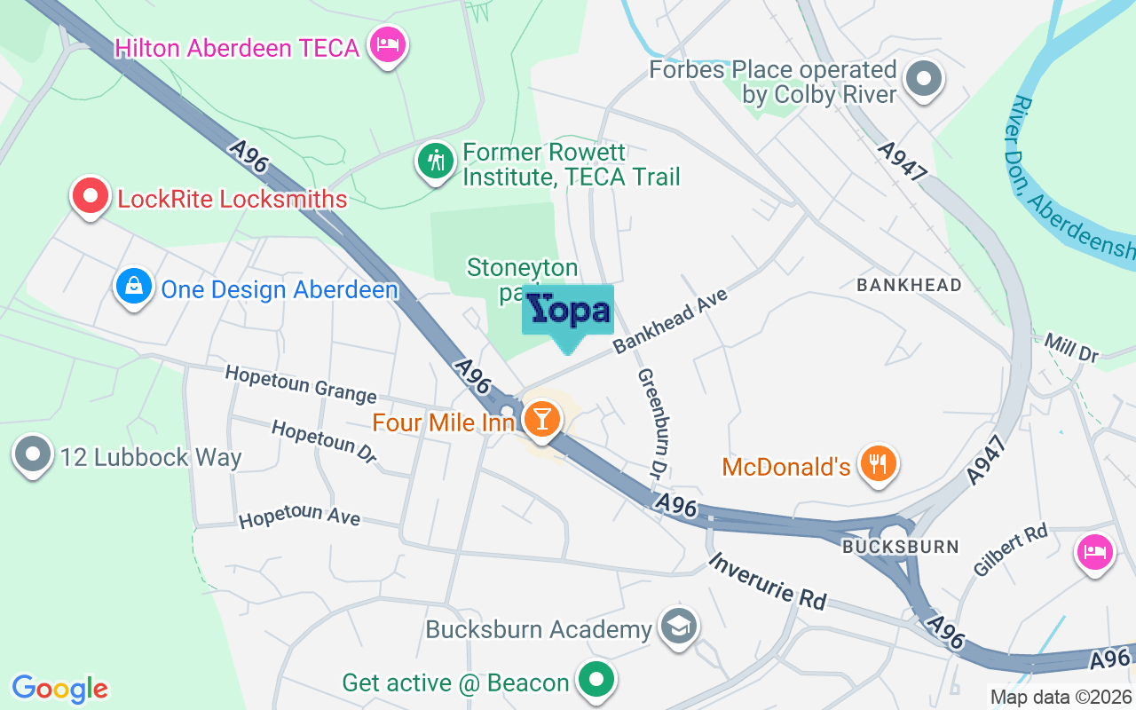 Map showing the location of AB21 9EY