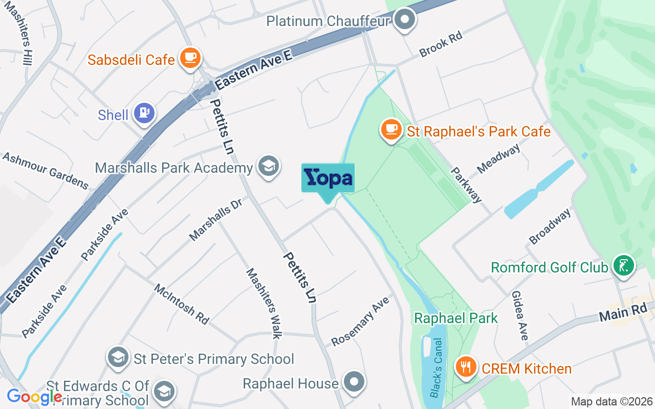 Map showing the location of RM1 4EL