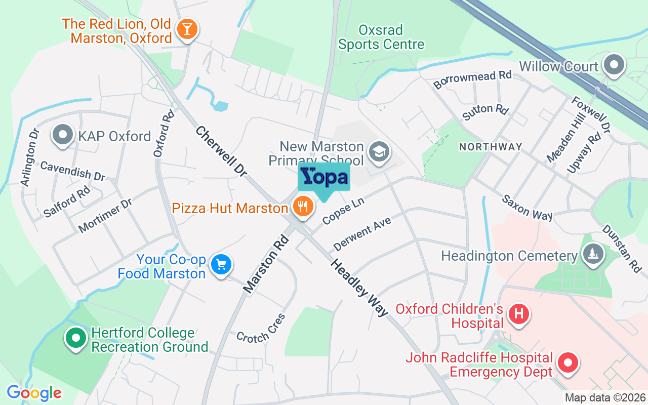 Map showing the location of OX3 0AT