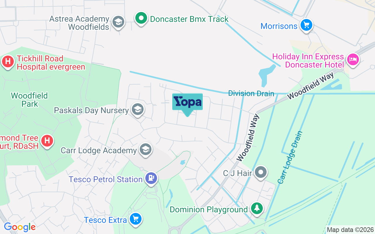 Map showing the location of DN4 8FZ