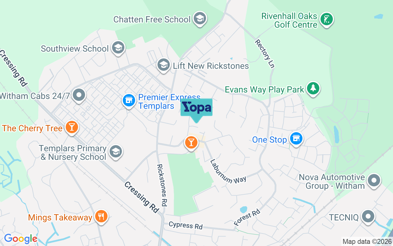 Map showing the location of CM8 2LW