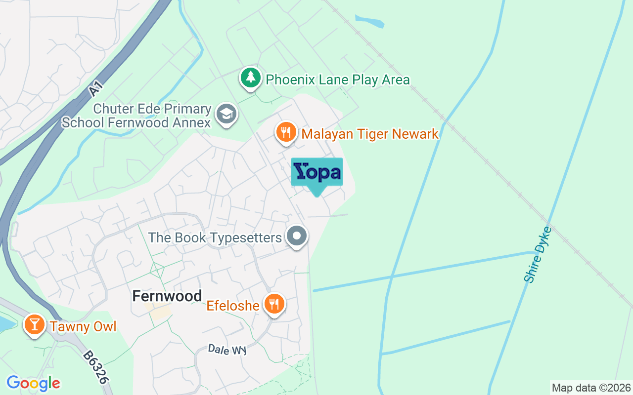 Map showing the location of NG24 3XG