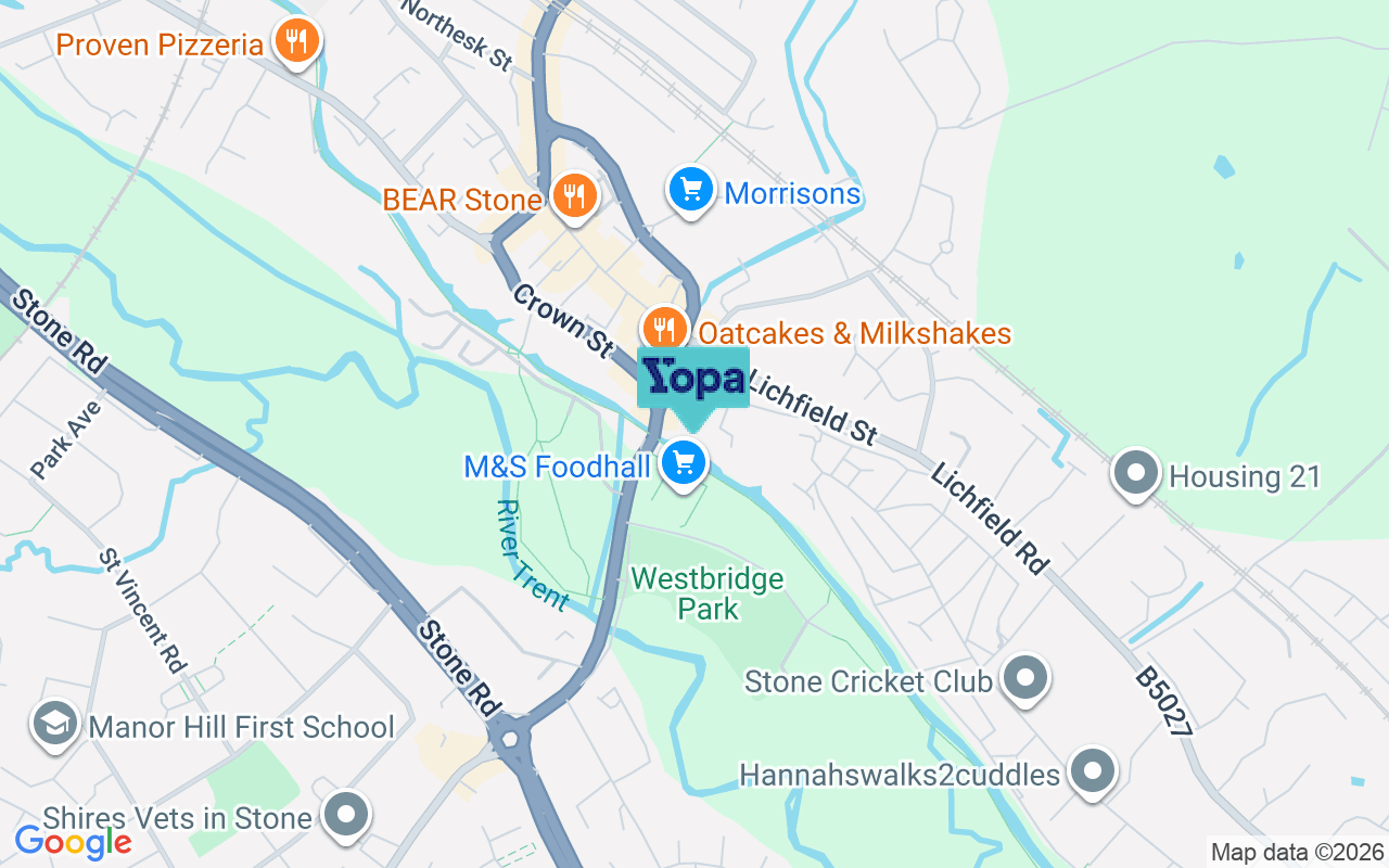 Map showing the location of ST15 8QZ