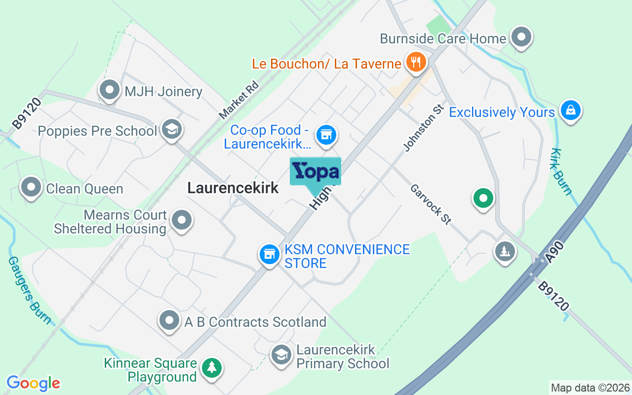 Map showing the location of AB30 1BN