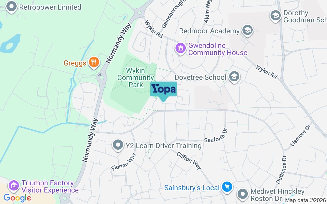 Map showing the location of LE10 0WE