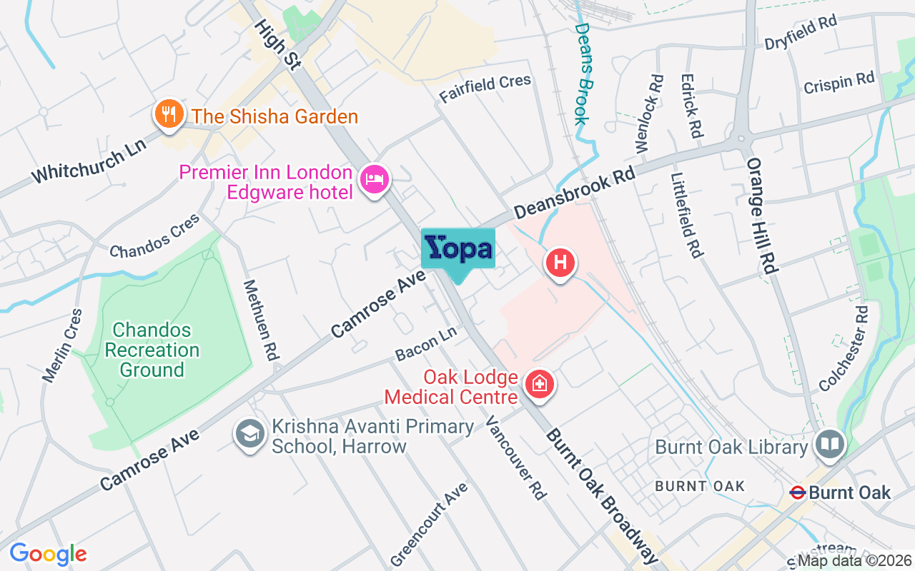 Map showing the location of HA8 0ED