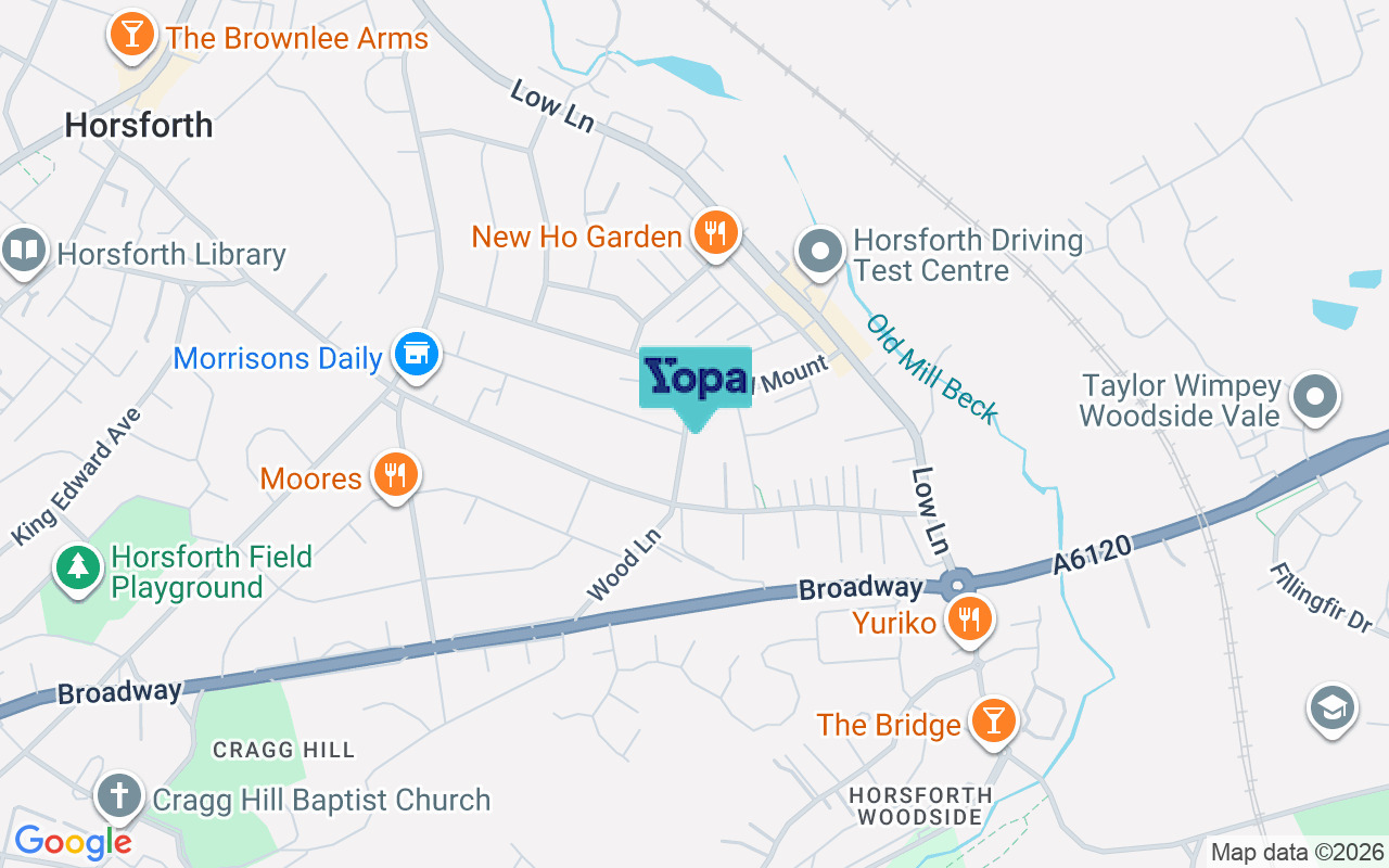 Map showing the location of LS18 5DT