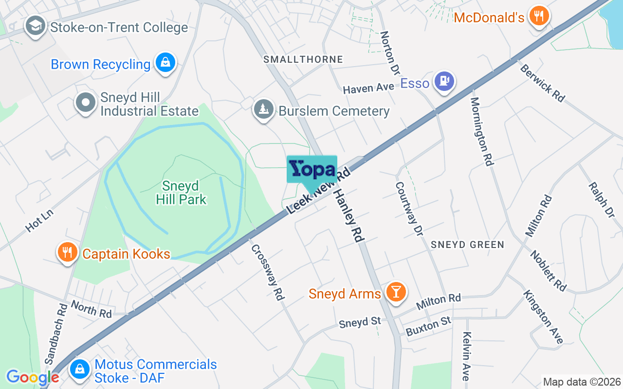 Map showing the location of ST1 6XH