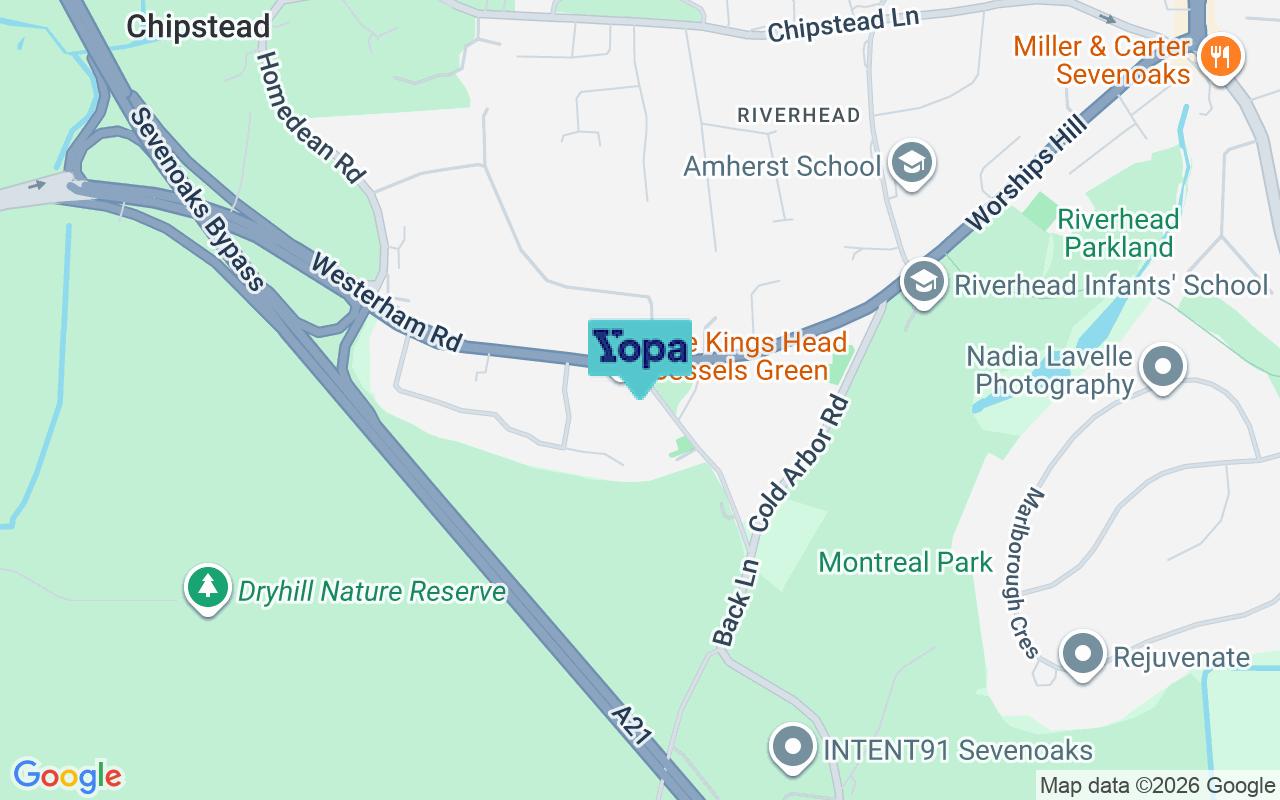 Map showing the location of TN13 2PT