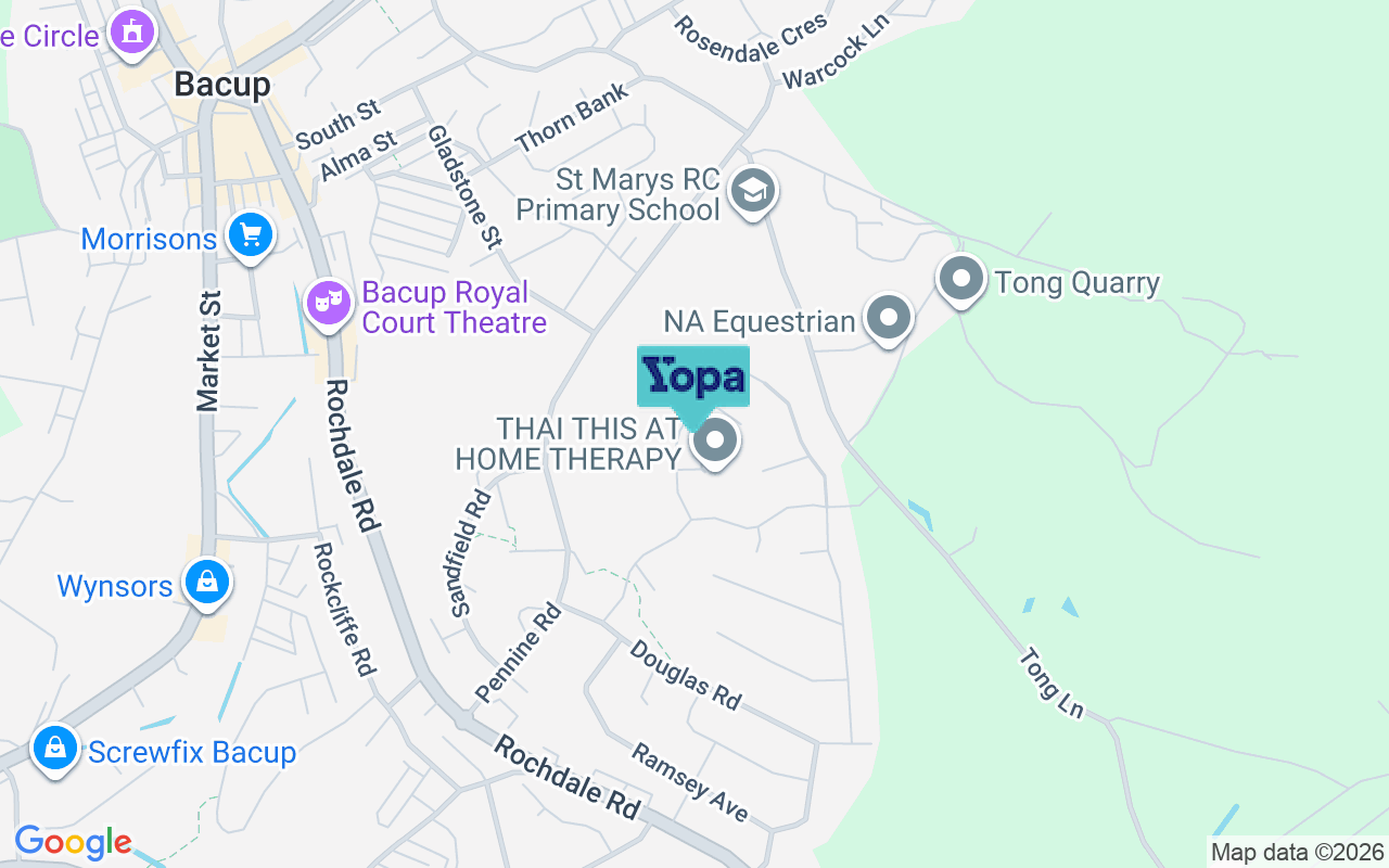 Map showing the location of OL13 9PA