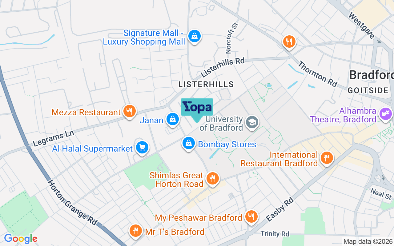Map showing the location of BD7 1SA