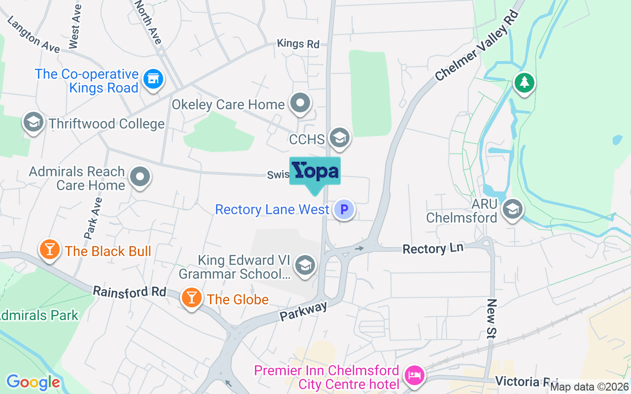 Map showing the location of CM1 1RY