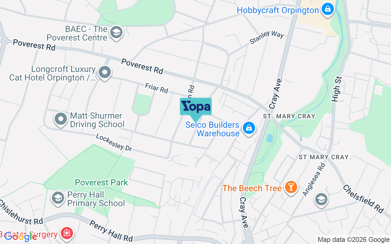 Map showing the location of BR5 2BX