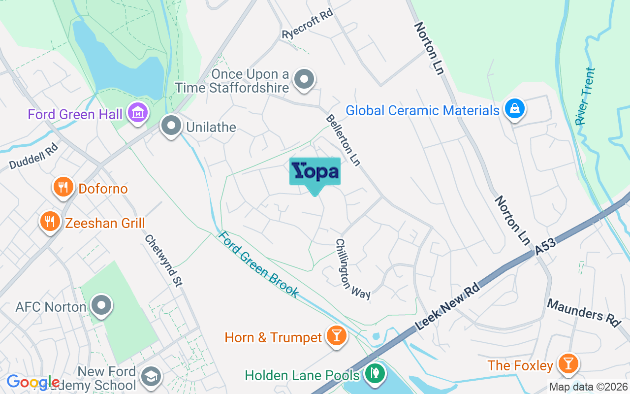 Map showing the location of ST6 8GS