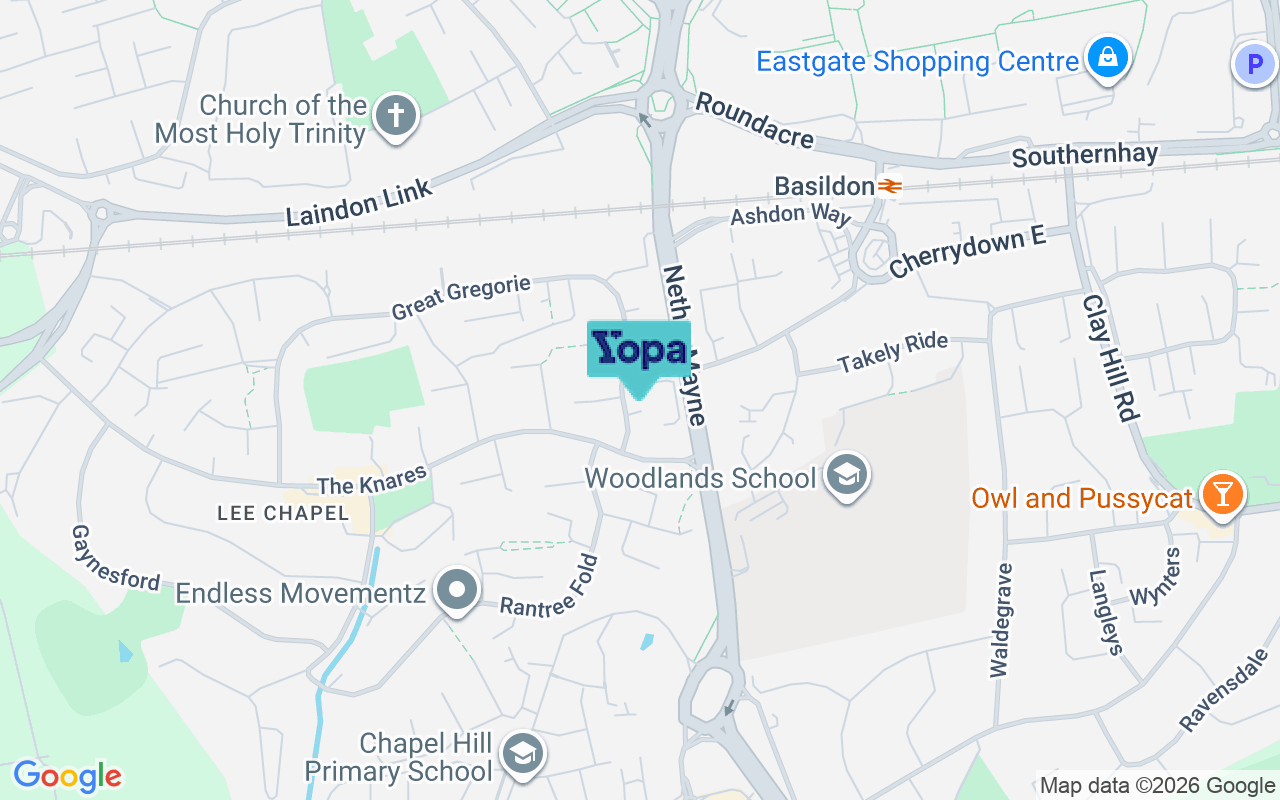Map showing the location of SS16 5QD