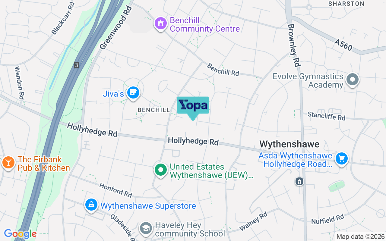 Map showing the location of M22 8LQ