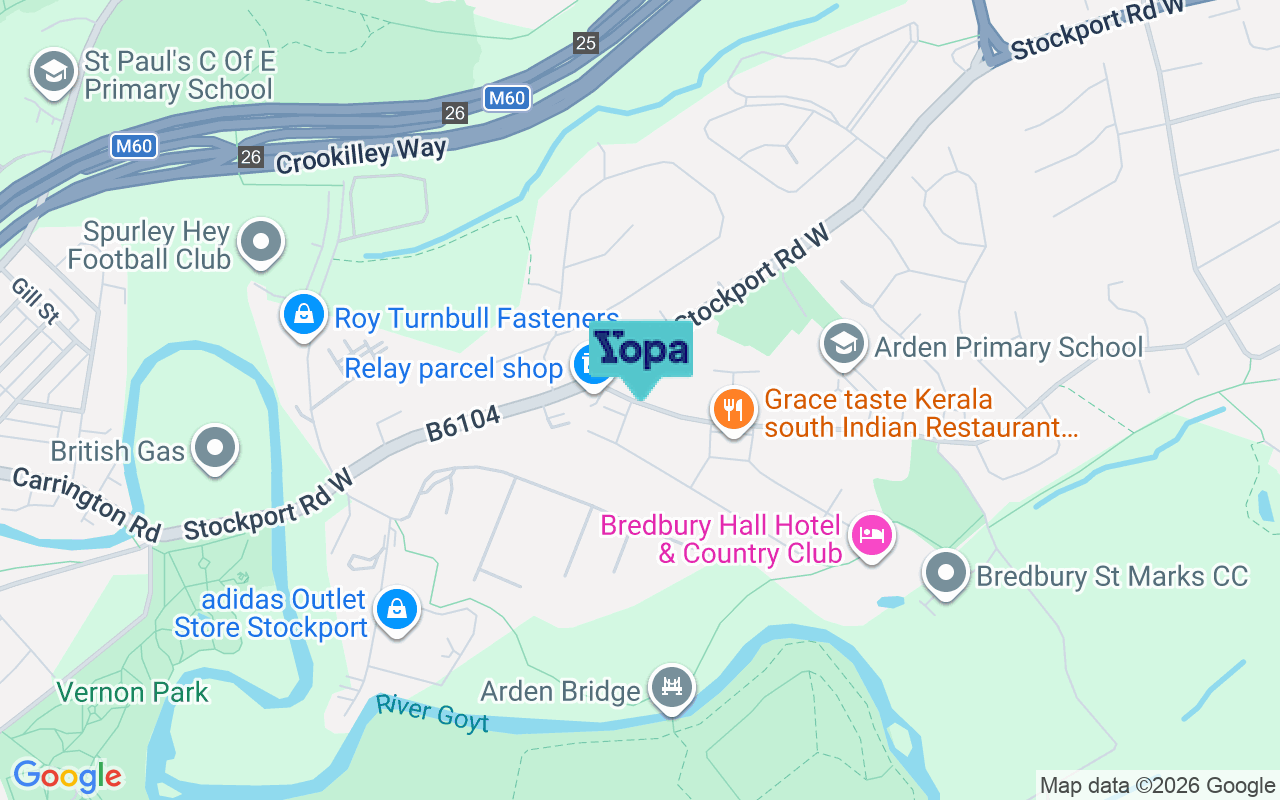Map showing the location of SK6 2BT