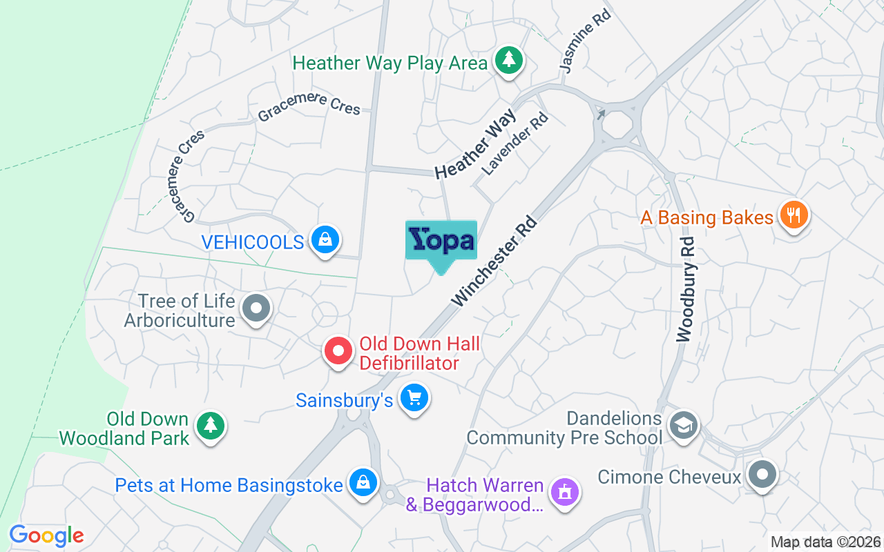 Map showing the location of RG22 5NG
