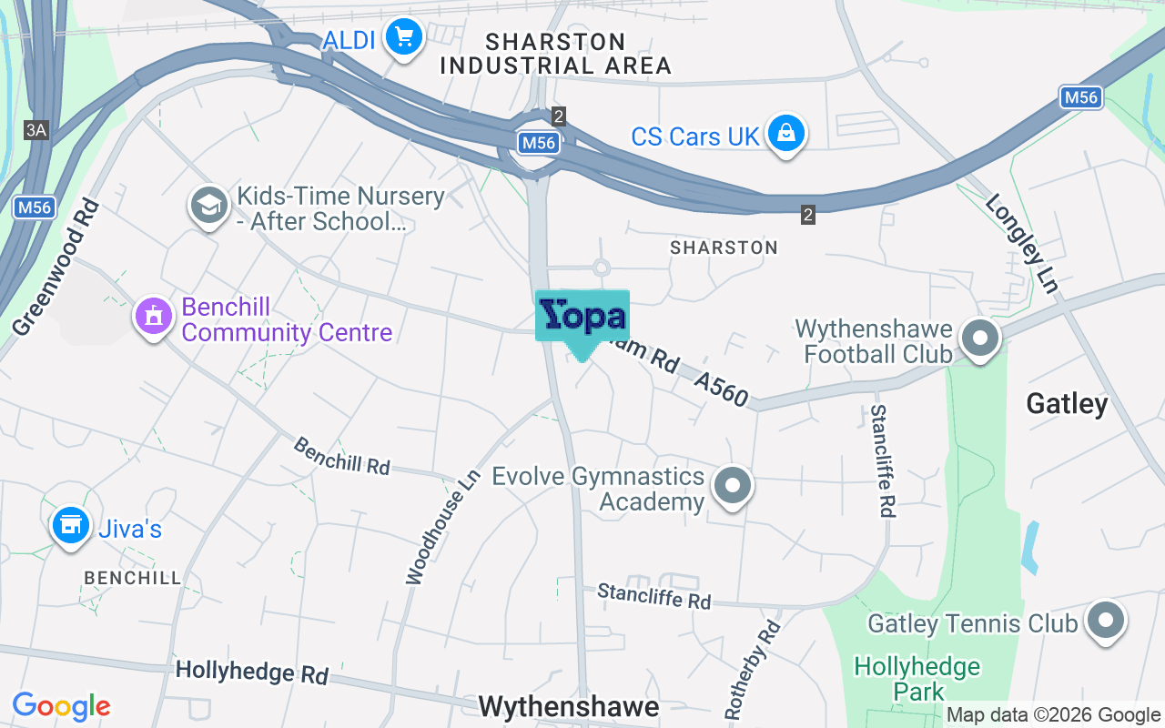 Map showing the location of M22 4XS