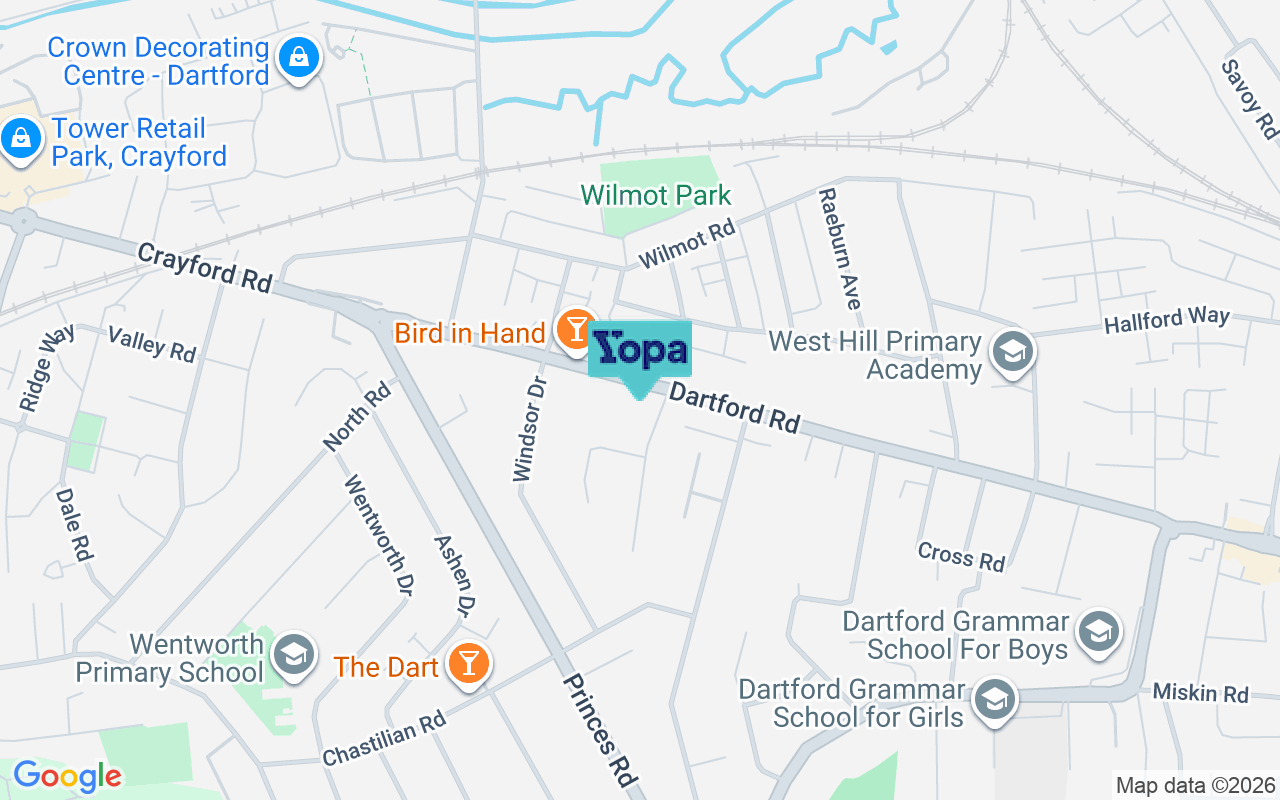 Map showing the location of DA1 3EW