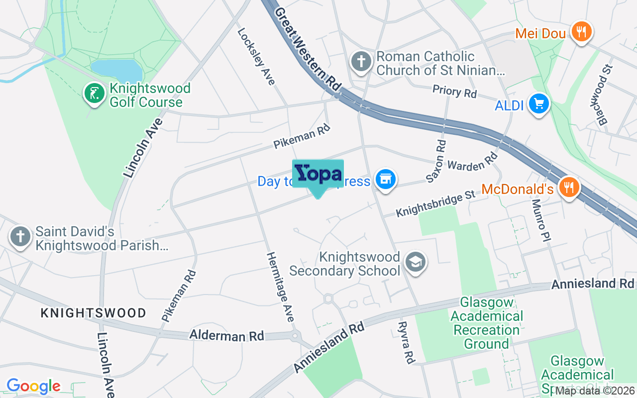 Map showing the location of G13 3QS