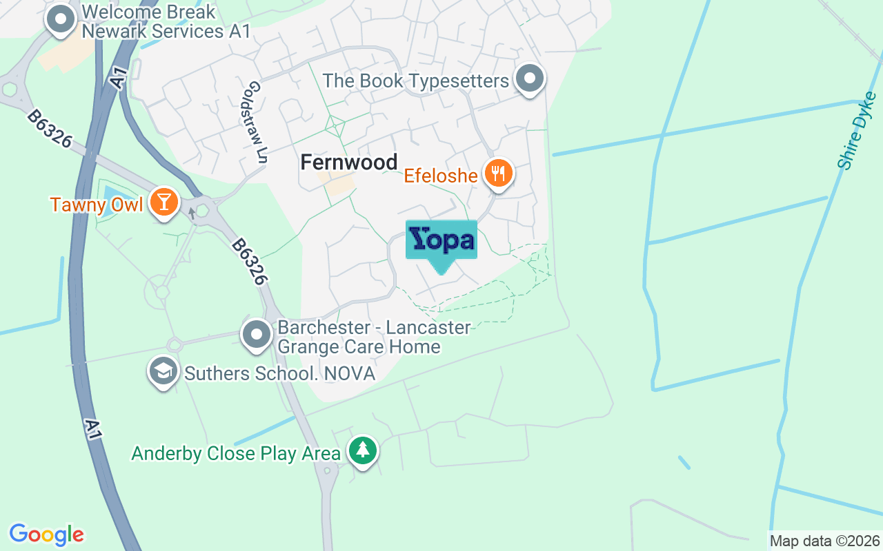 Map showing the location of NG24 3FS