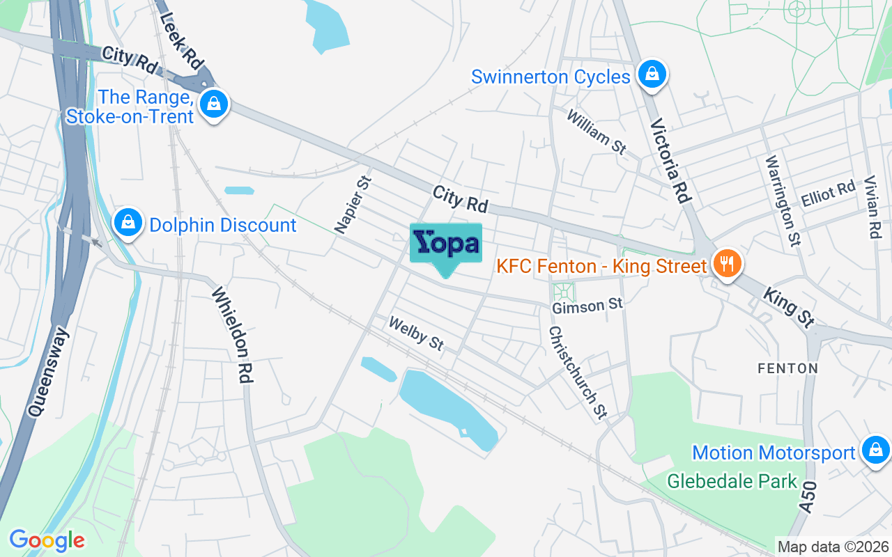 Map showing the location of ST4 4PD