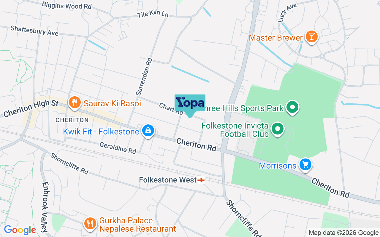 Map showing the location of CT19 4EN