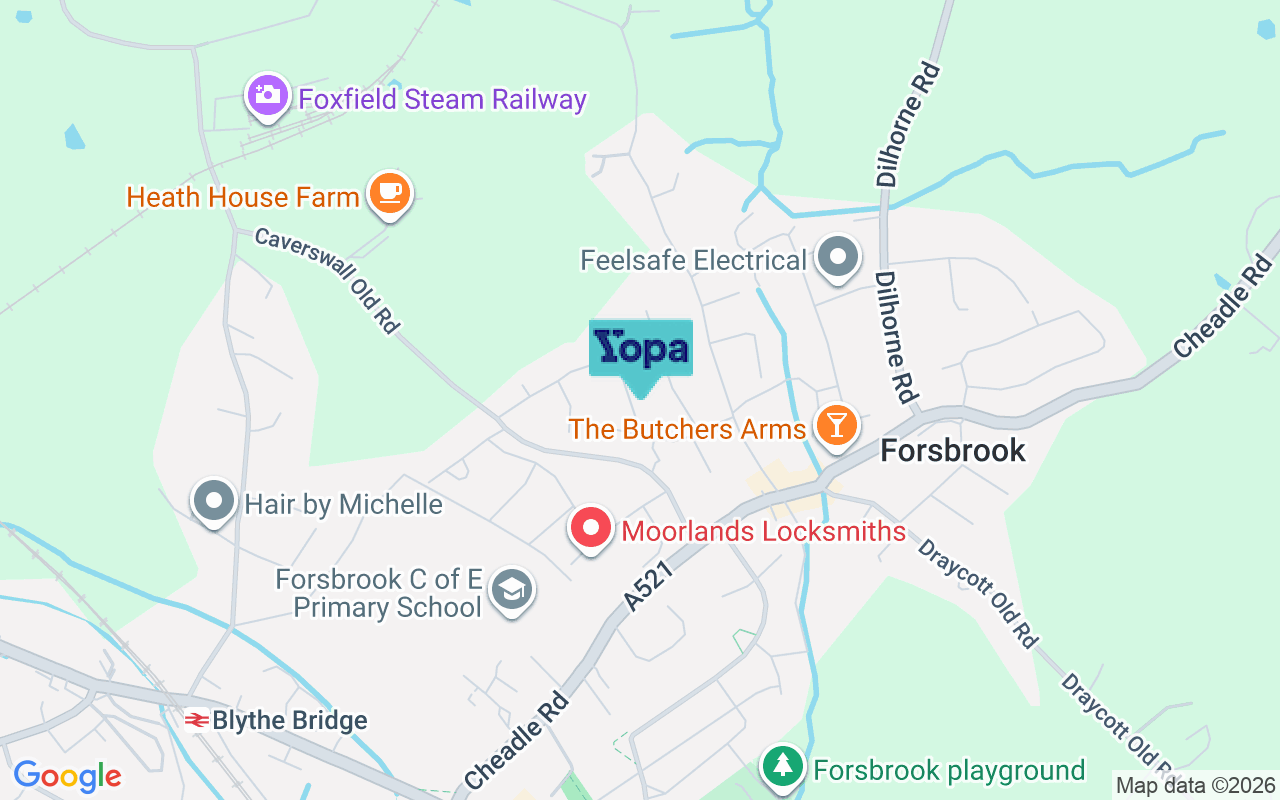 Map showing the location of ST11 9DQ