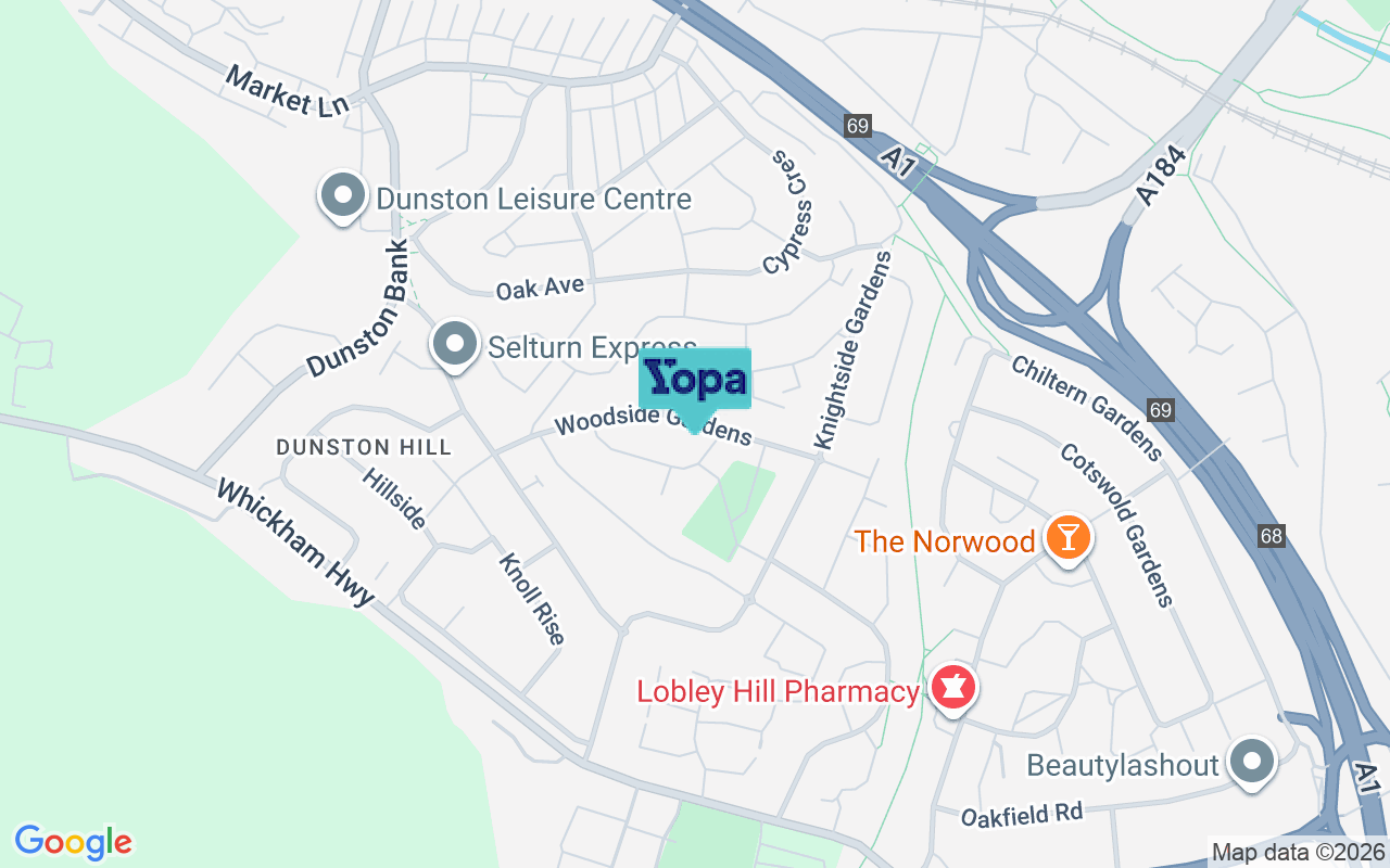 Map showing the location of NE11 9RB