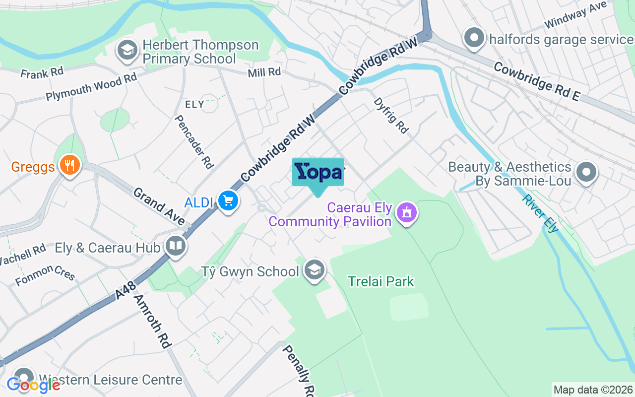 Map showing the location of CF5 5AN