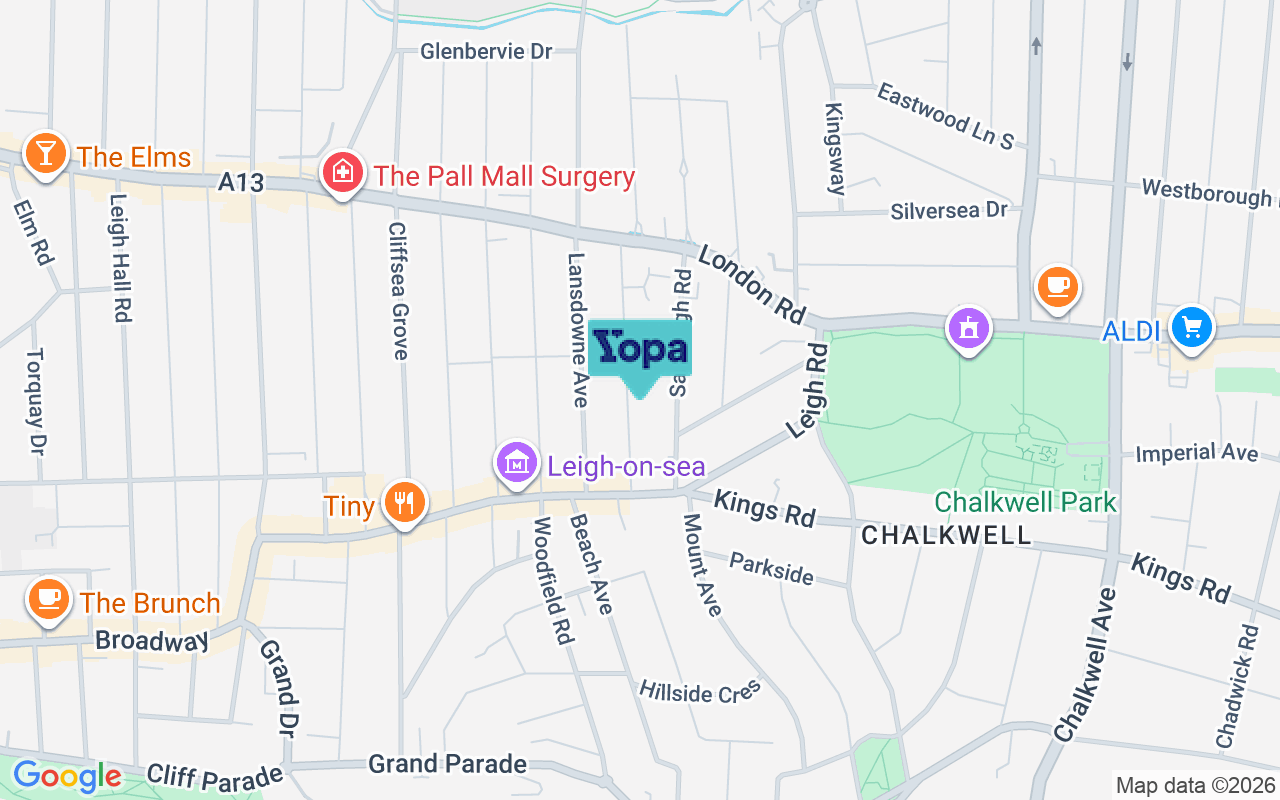 Map showing the location of SS9 1LQ