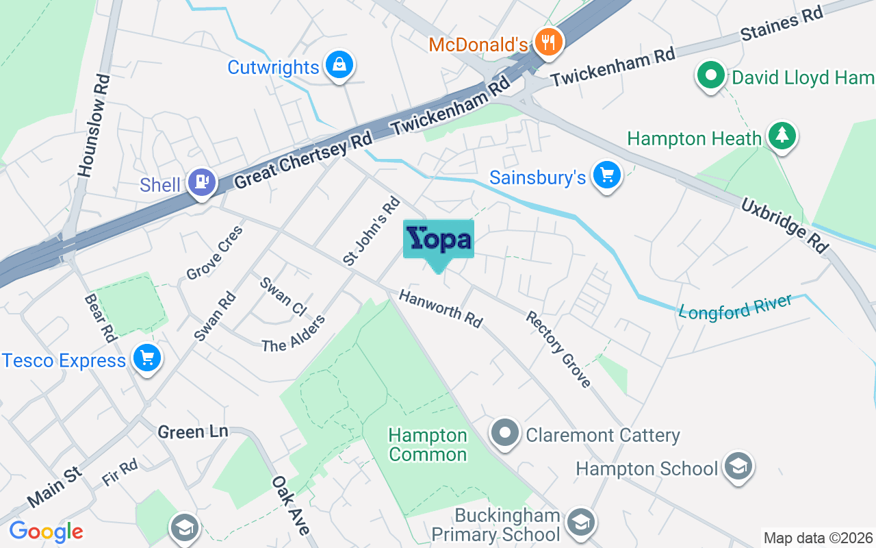 Map showing the location of TW12 1EQ
