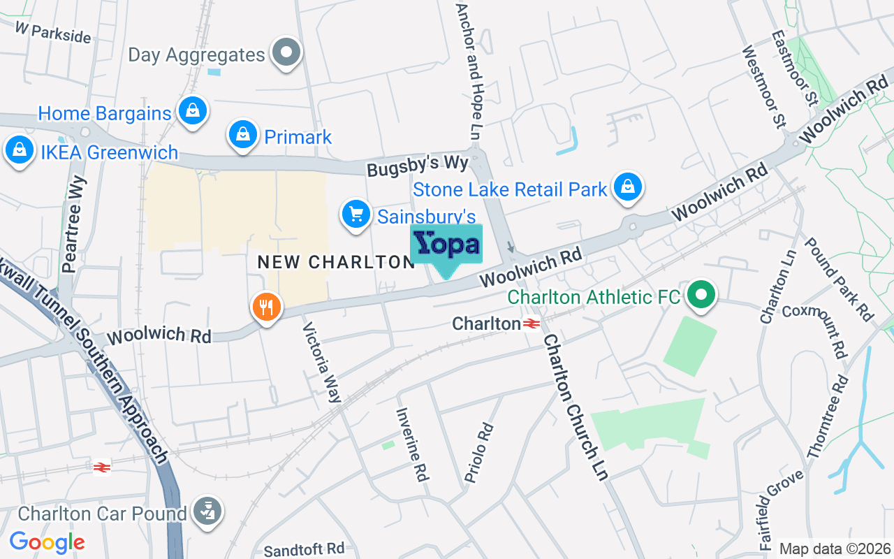 Map showing the location of SE7 7FY