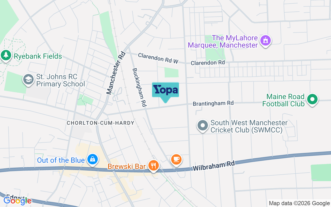 Map showing the location of M21 0QU