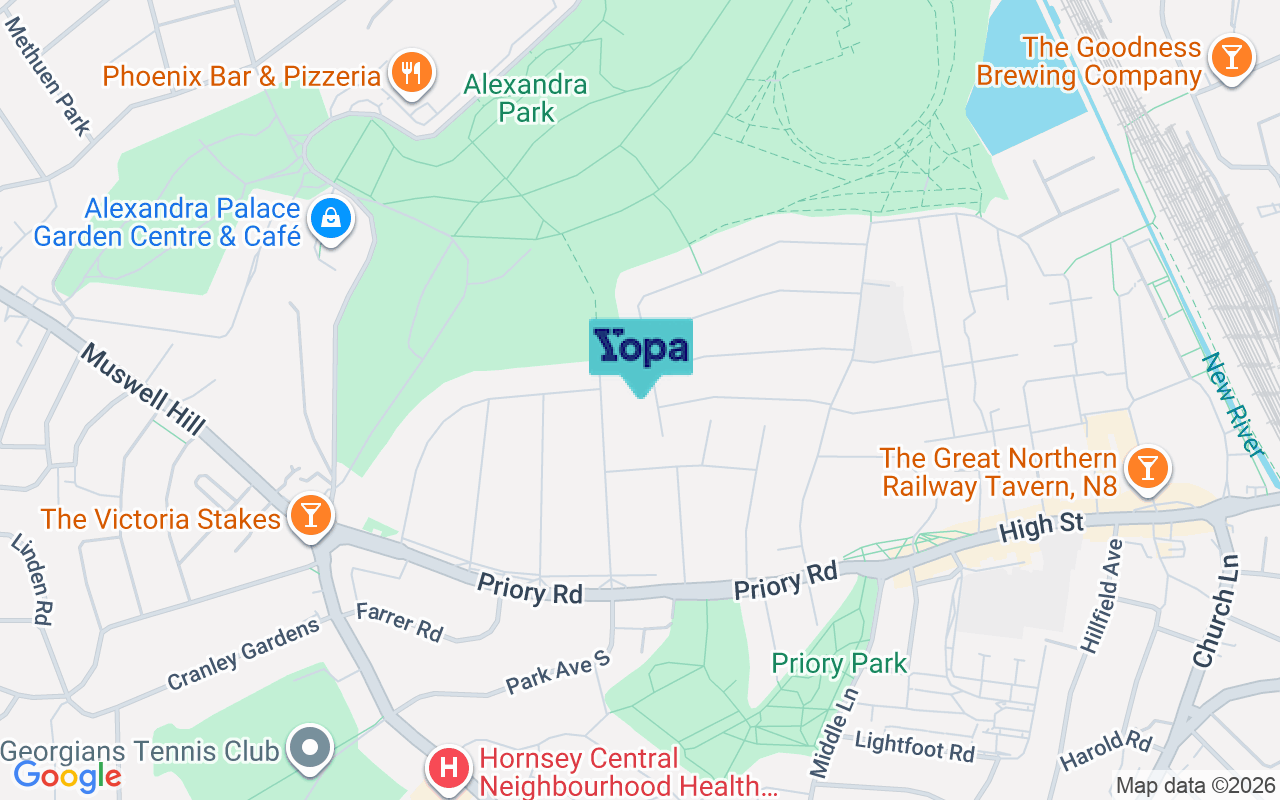 Map showing the location of N8 7NB