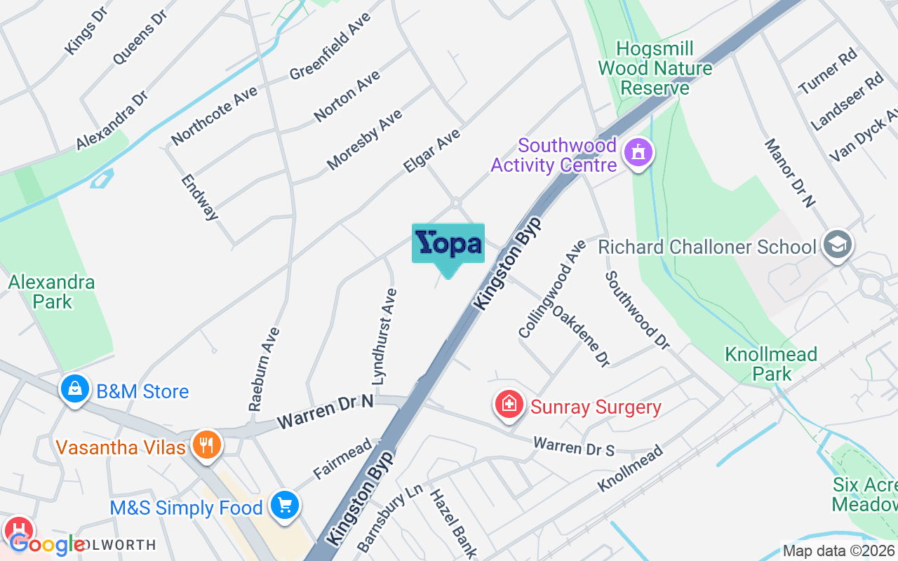Map showing the location of KT5 9JU